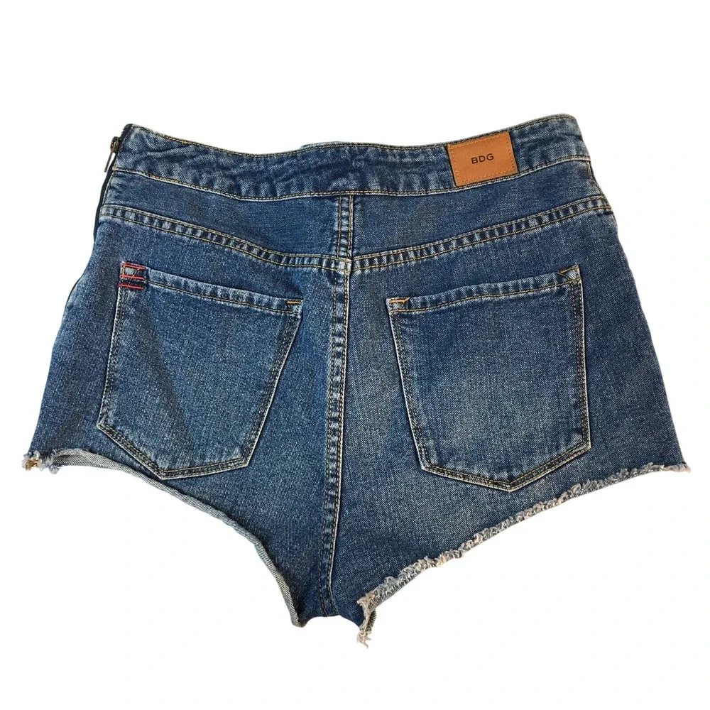 Y2K BDG High Waist‎ Lace Up Jeans Denim Shorts Cut-Off Grunge Preppy Women's 28
